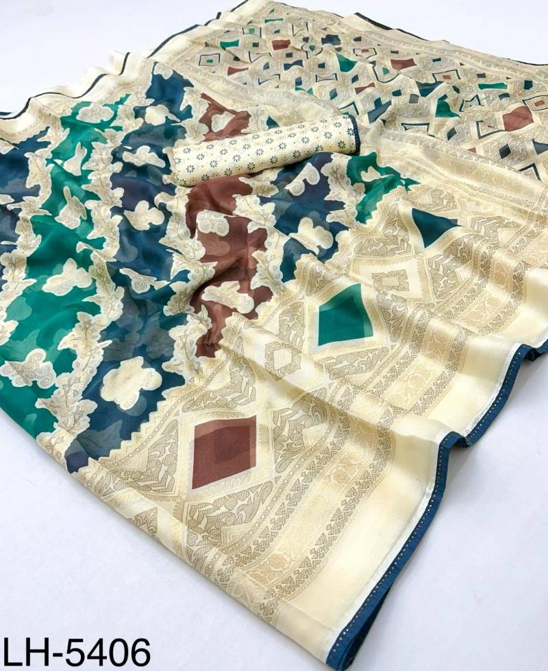 Rajyog Leher Soft Brasso Silk With Piped Border Saree Collection