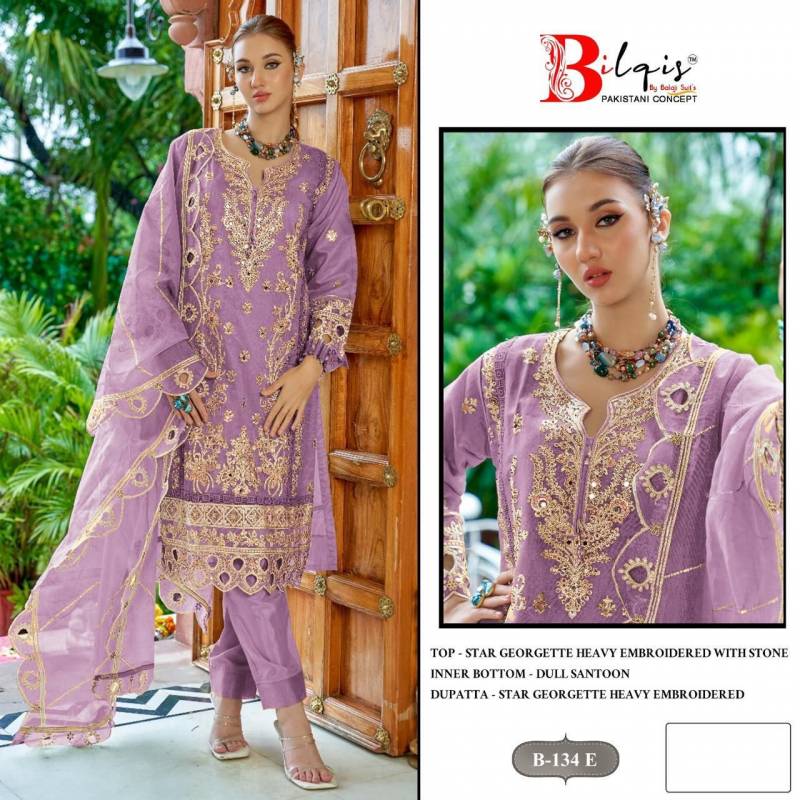 Bilqis B 134 E To H Star Georgette Pakistani Salwar Kameez Collection
