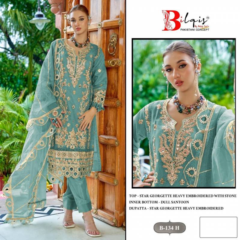 Bilqis B 134 E To H Star Georgette Pakistani Salwar Kameez Collection