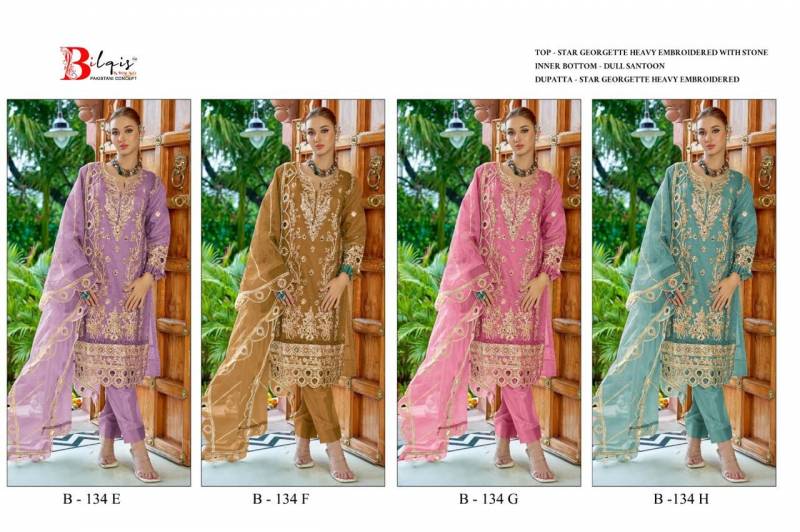 Bilqis B 134 E To H Star Georgette Pakistani Salwar Kameez Collection