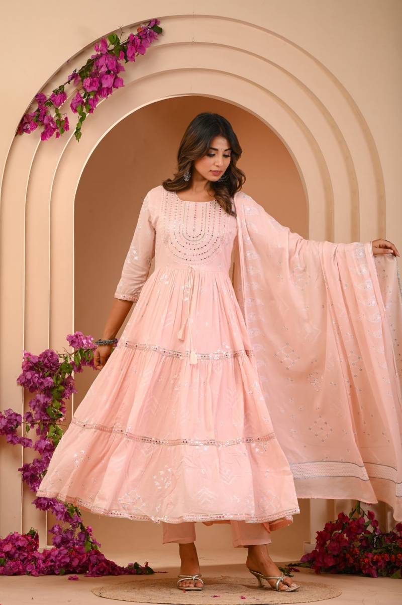 Tanyaa P 222 Mul Cotton Anarkali Fancy Readymade Collection