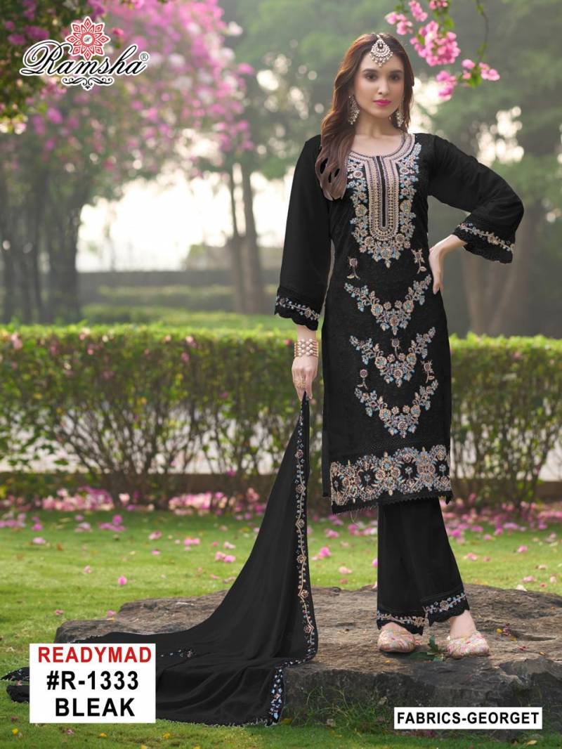 Ramsha R 1333 Cream And Black Ready Made Salwar Suits