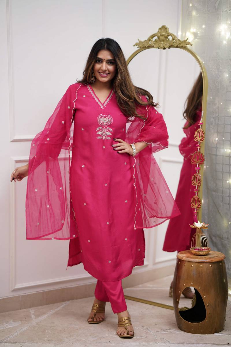 Ayesha 01 Viscose Chanderi Kurti Bottom With Dupatta