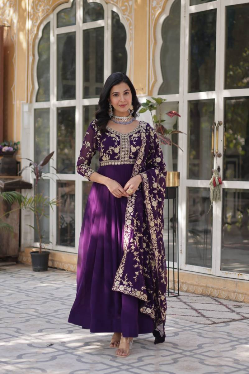 Luna Vol 42 Faux Georgette Stylish Gown With Dupatta Collection