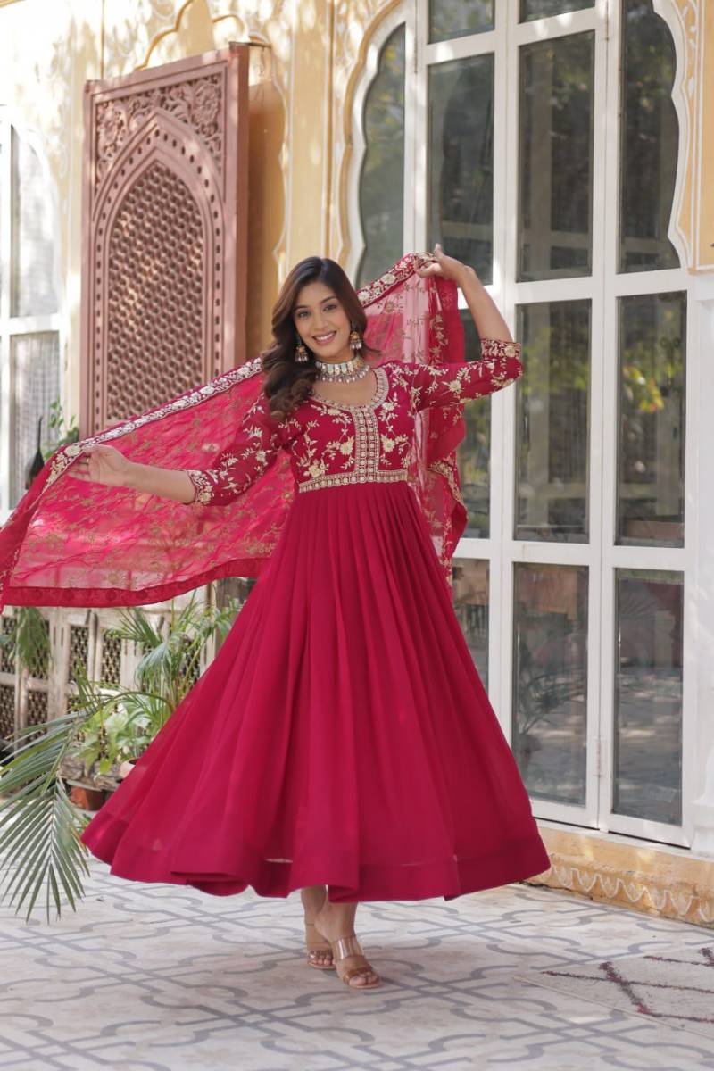 Luna Vol 42 Faux Georgette Stylish Gown With Dupatta Collection