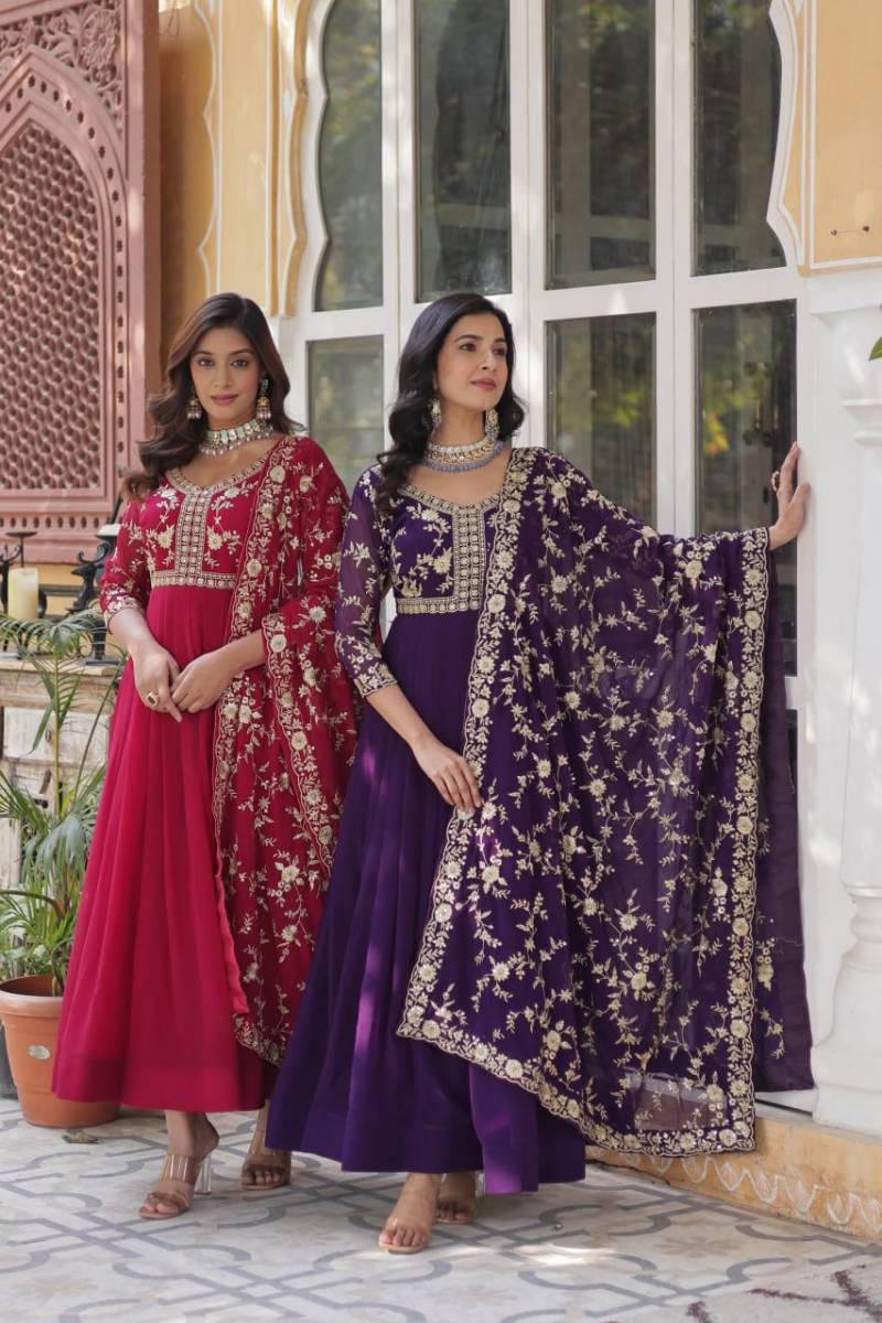 Luna Vol 42 Faux Georgette Stylish Gown With Dupatta Collection