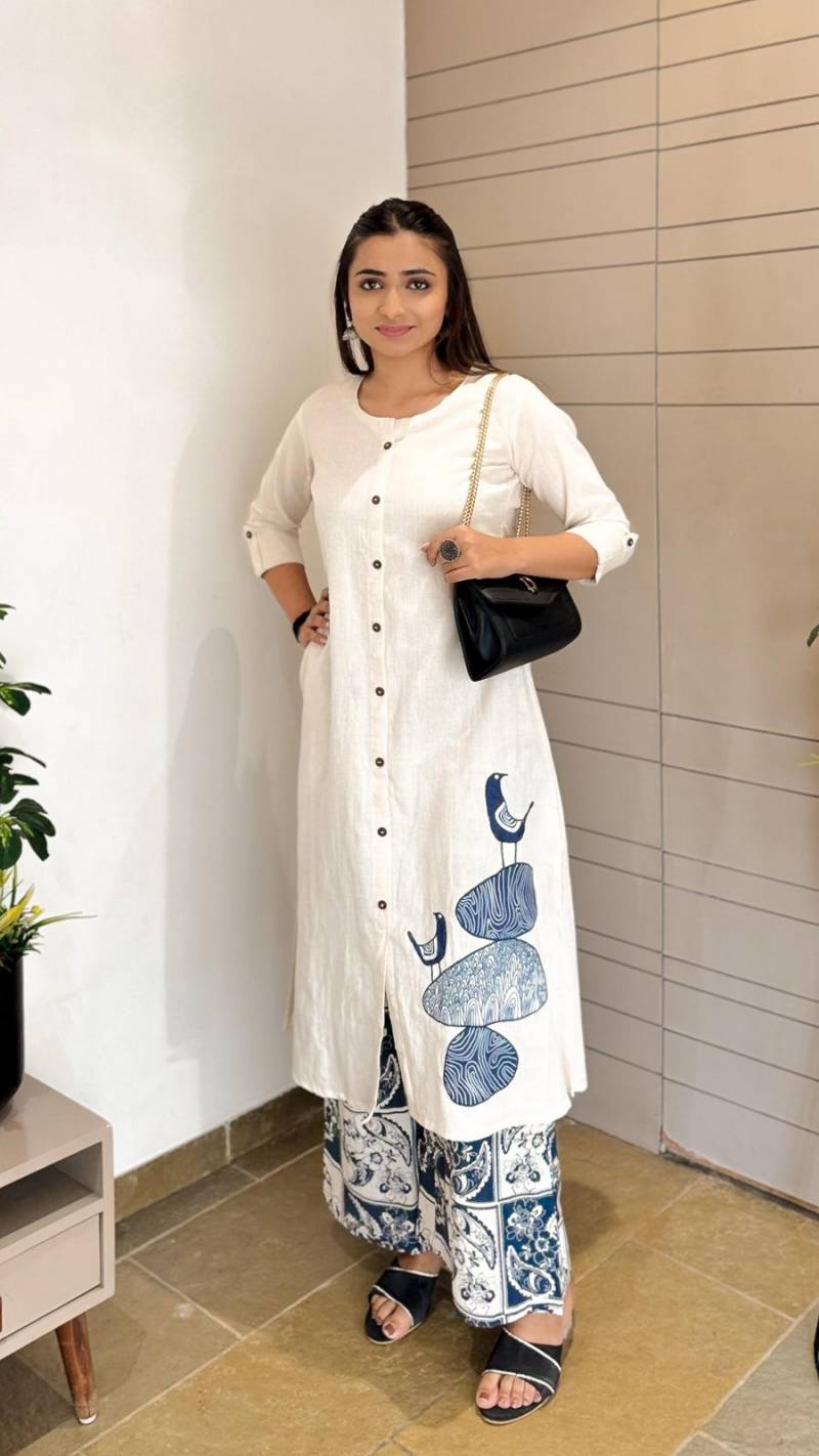 Tanyaa P 230 Khadi Cotton With Work Kurti With Bottom Collection