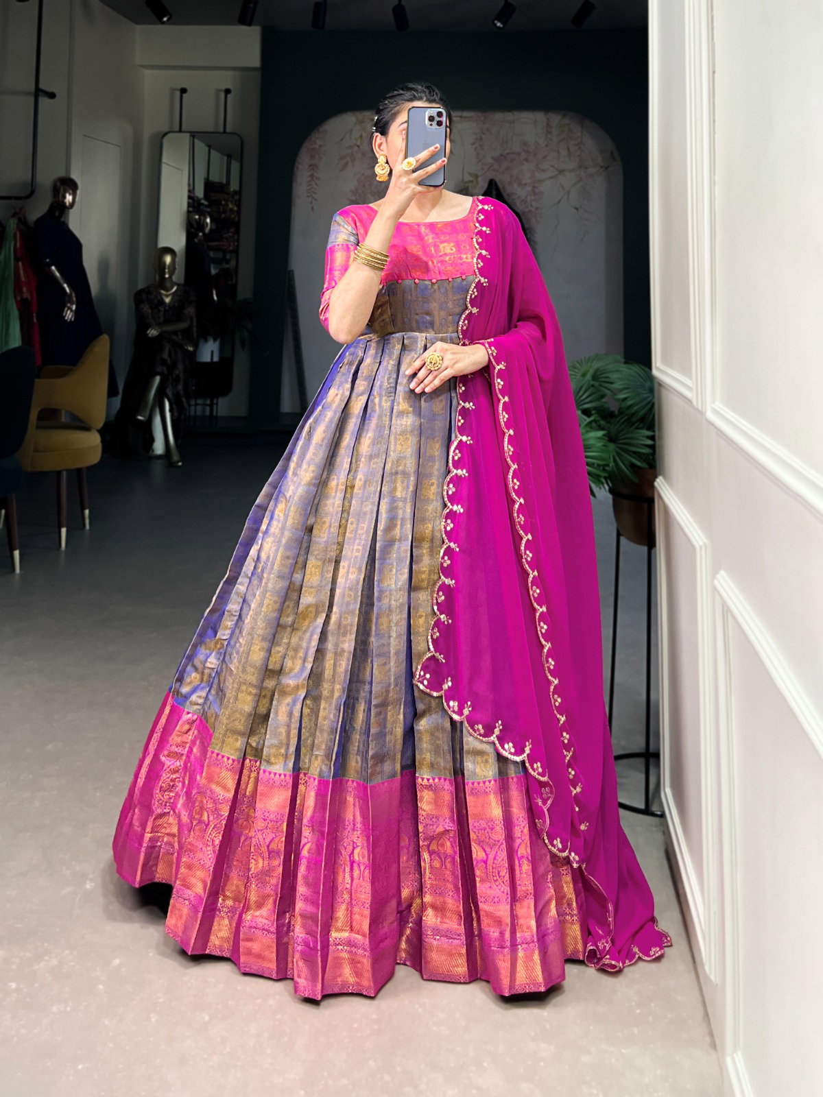 Lekha YNF 5311 Kanjivaram Zari Weaving Gown Collection