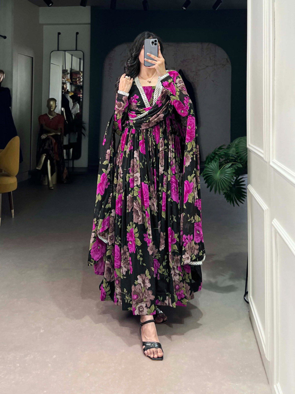 Lekha YNF 5040 Georgette Floral Printed Gown Collection