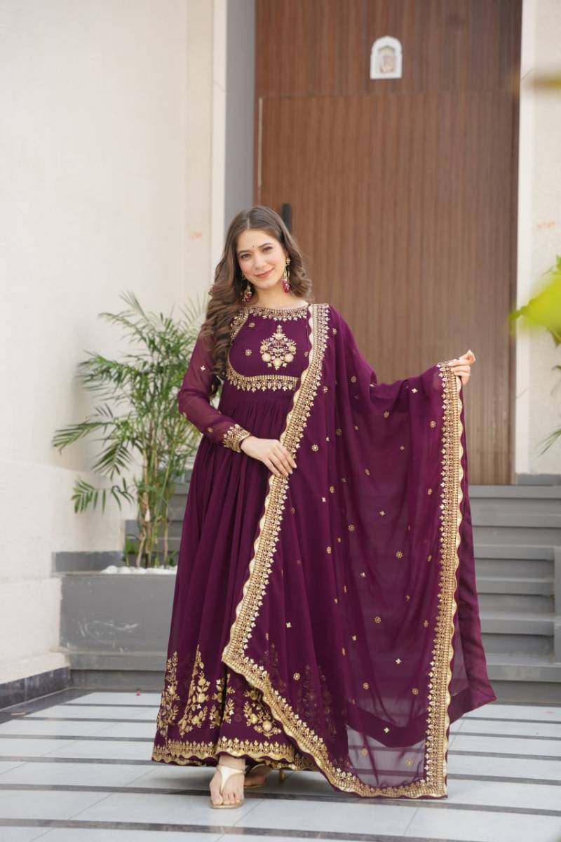 Luna Vol 43 Designer Faux Georgette Gown With Dupatta Collection