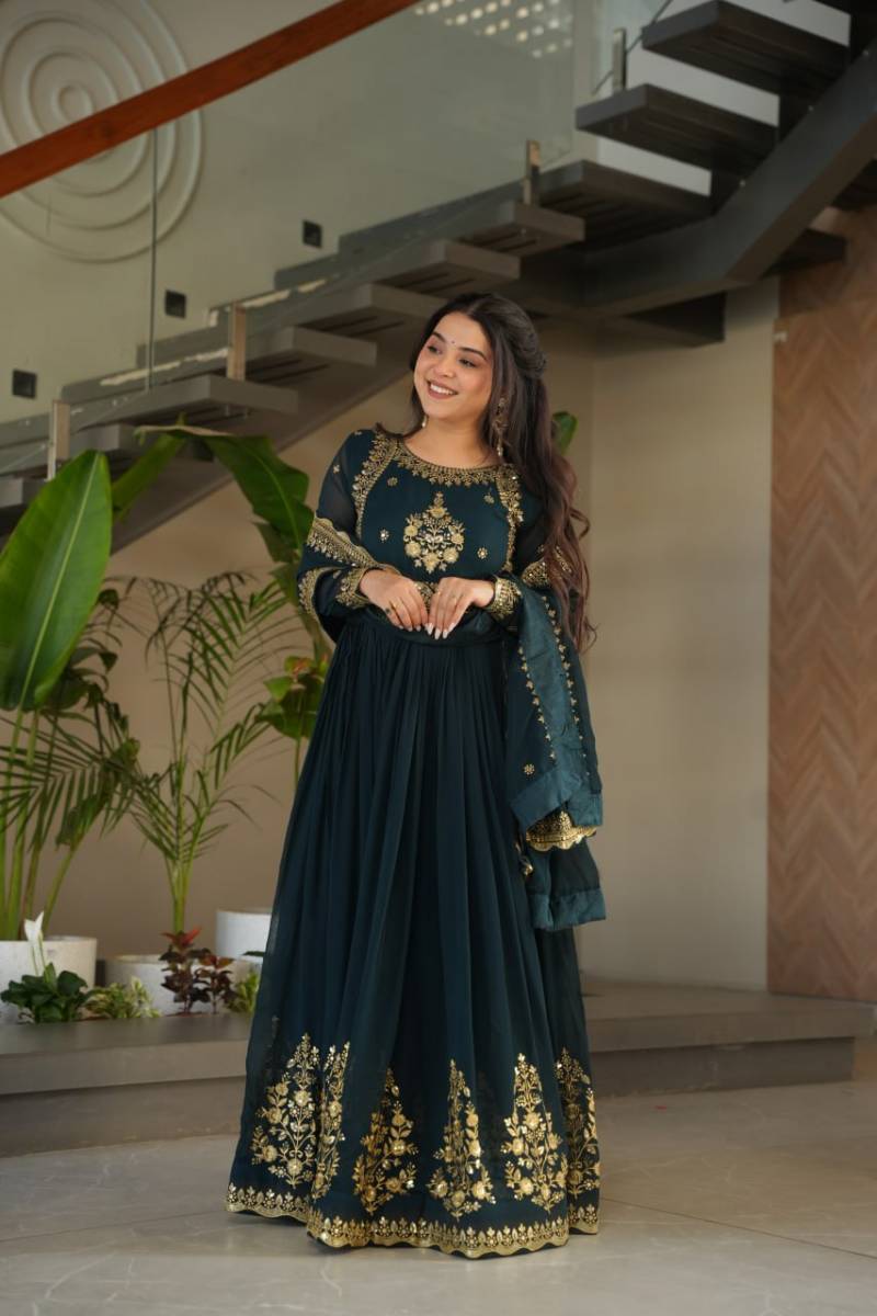Luna Vol 43 Designer Faux Georgette Gown With Dupatta Collection
