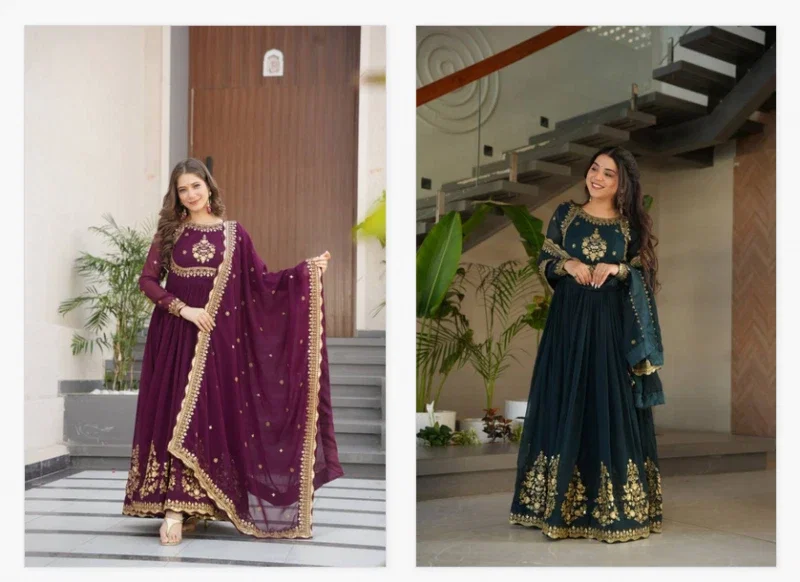 Luna Vol 43 Designer Faux Georgette Gown With Dupatta Collection