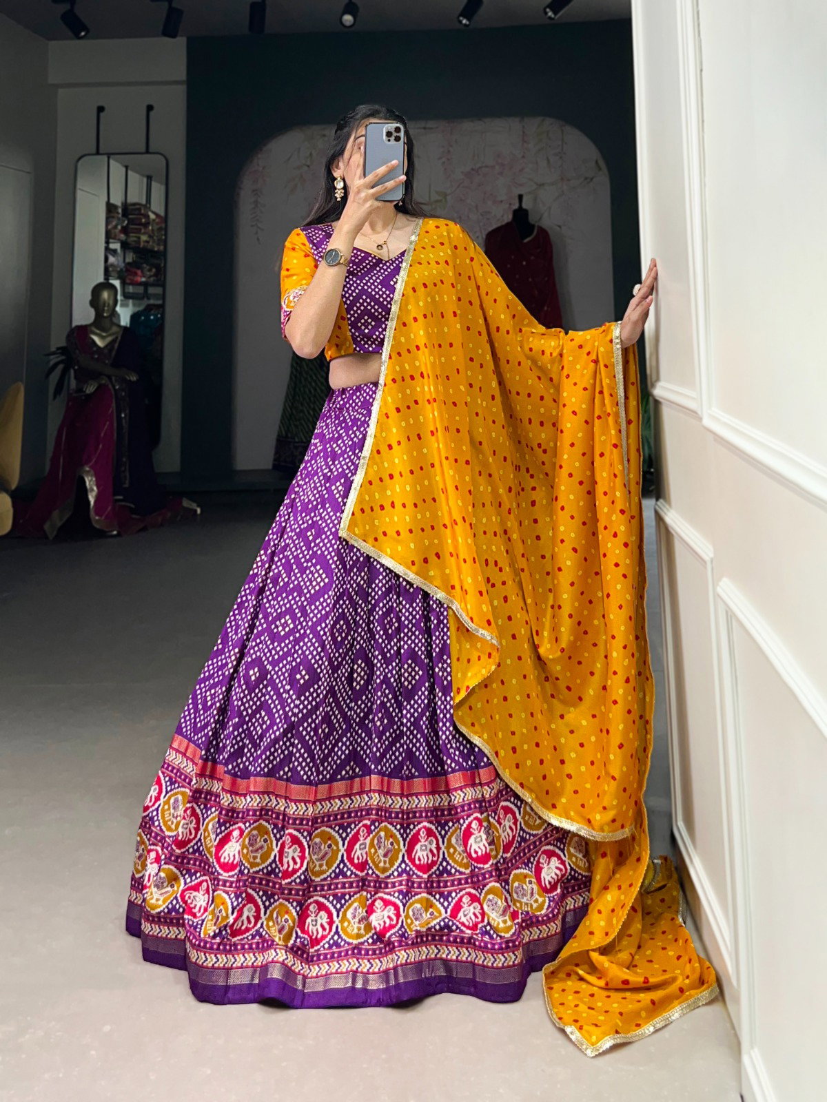 Lekha LNB 1687 Tussar Silk Bandhej And Patola Printed Lehenga Choli Collection