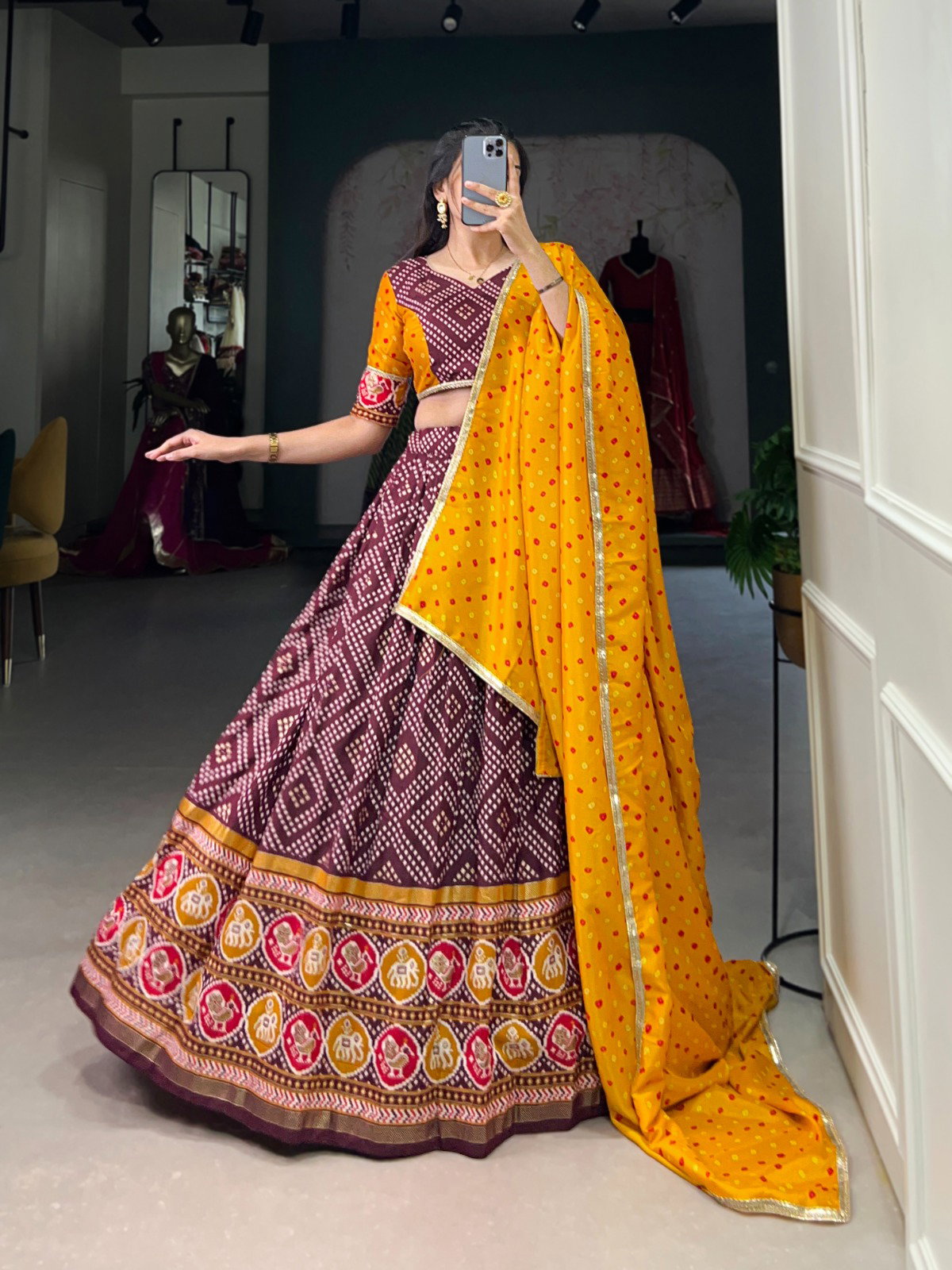 Lekha LNB 1687 Tussar Silk Bandhej And Patola Printed Lehenga Choli Collection