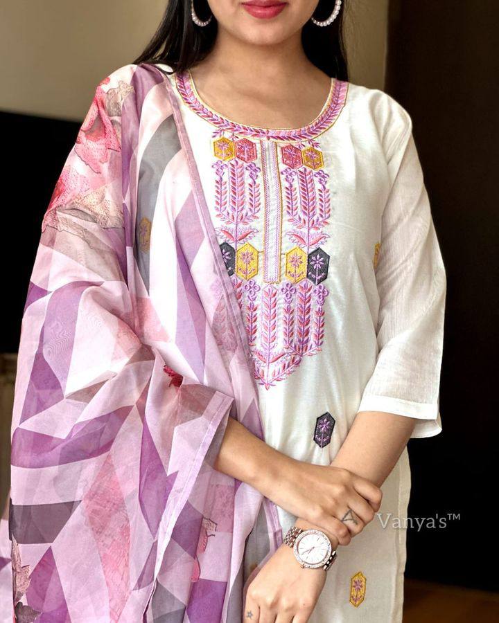 Vishwa 01 Viscose Chanderi Kurti Bottom With Dupatta