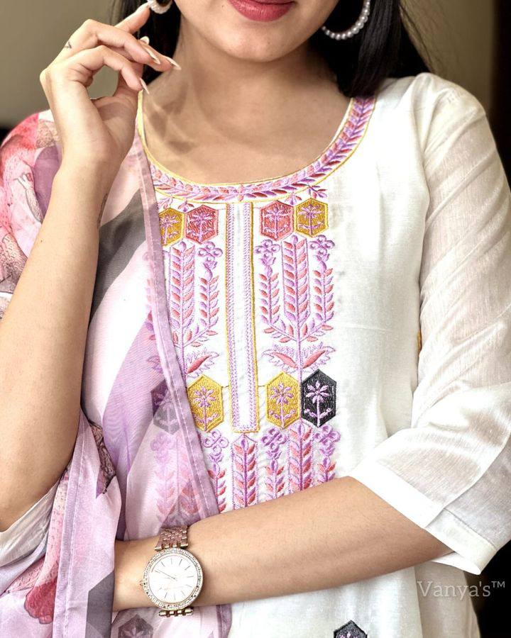 Vishwa 01 Viscose Chanderi Kurti Bottom With Dupatta