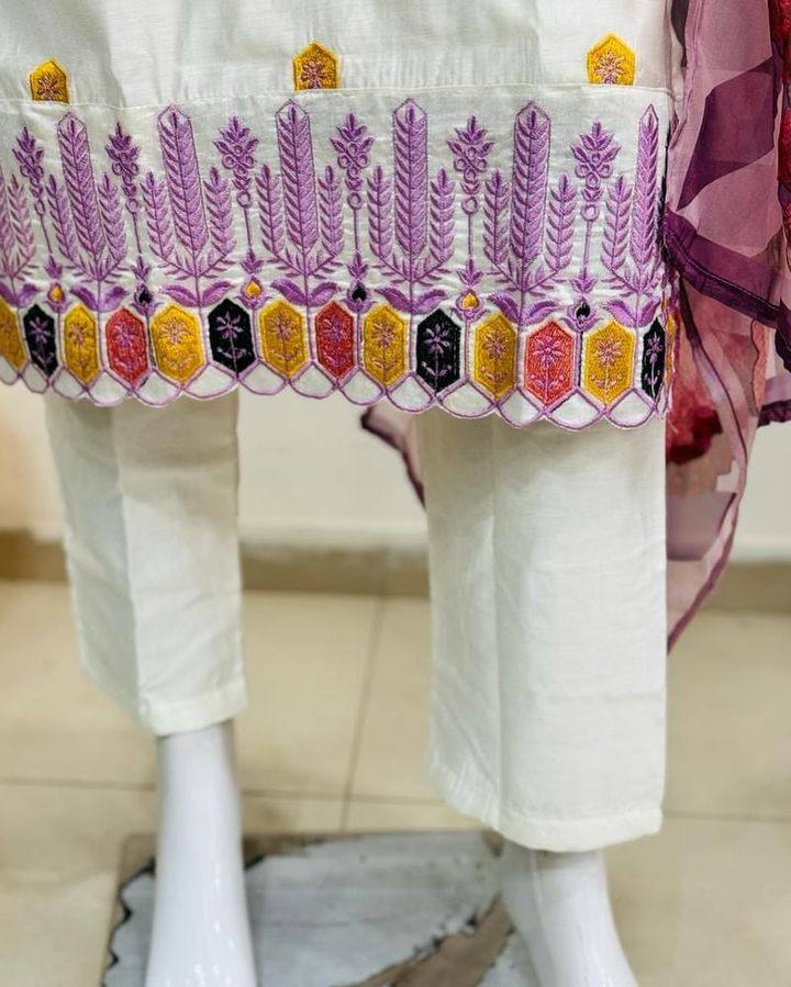 Vishwa 01 Viscose Chanderi Kurti Bottom With Dupatta