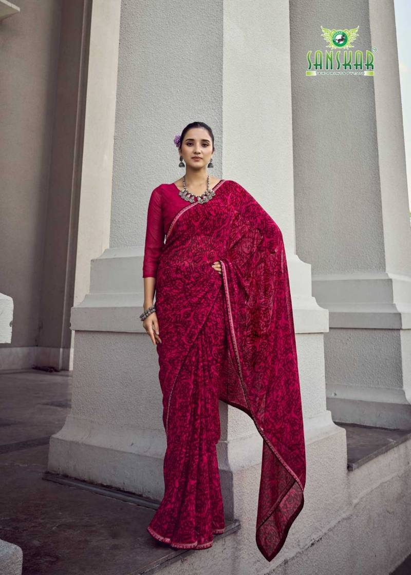 Sanskar Malaika Bember Georgette Embroidered Saree Collection