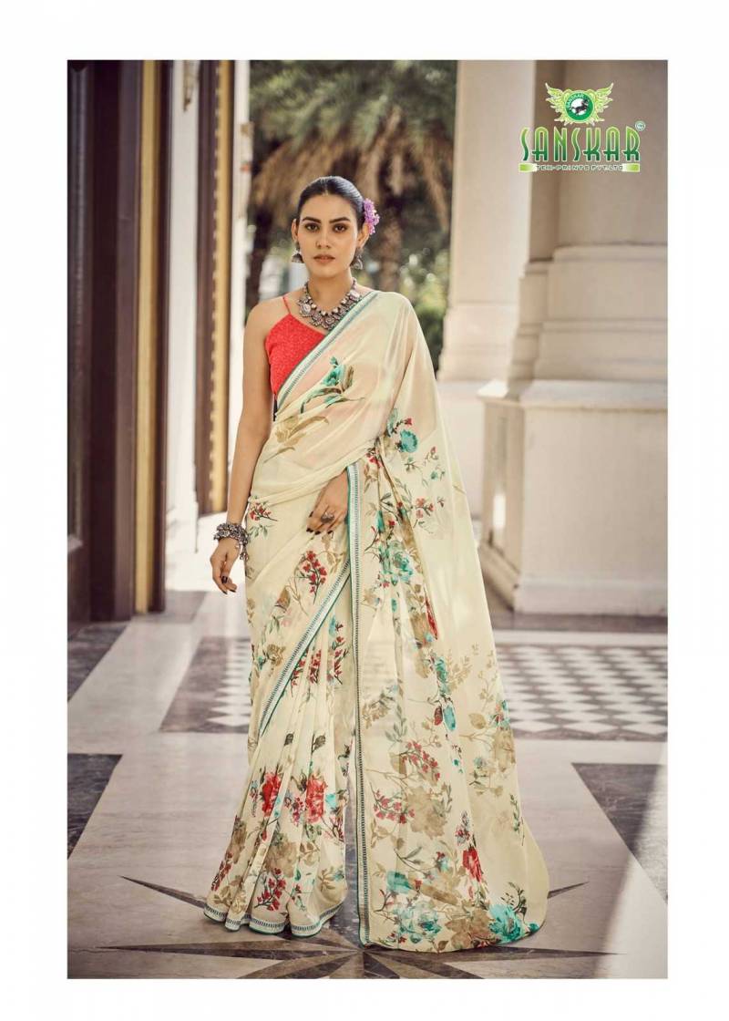 Sanskar Malaika Bember Georgette Embroidered Saree Collection