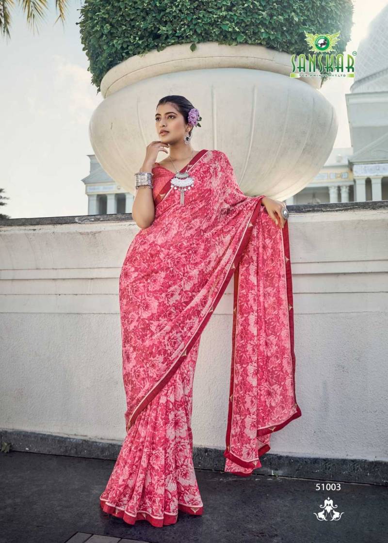 Sanskar Malaika Bember Georgette Embroidered Saree Collection