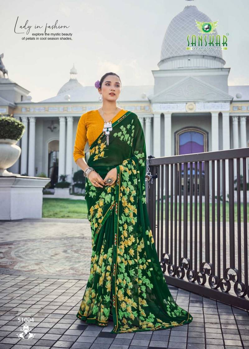Sanskar Malaika Bember Georgette Embroidered Saree Collection