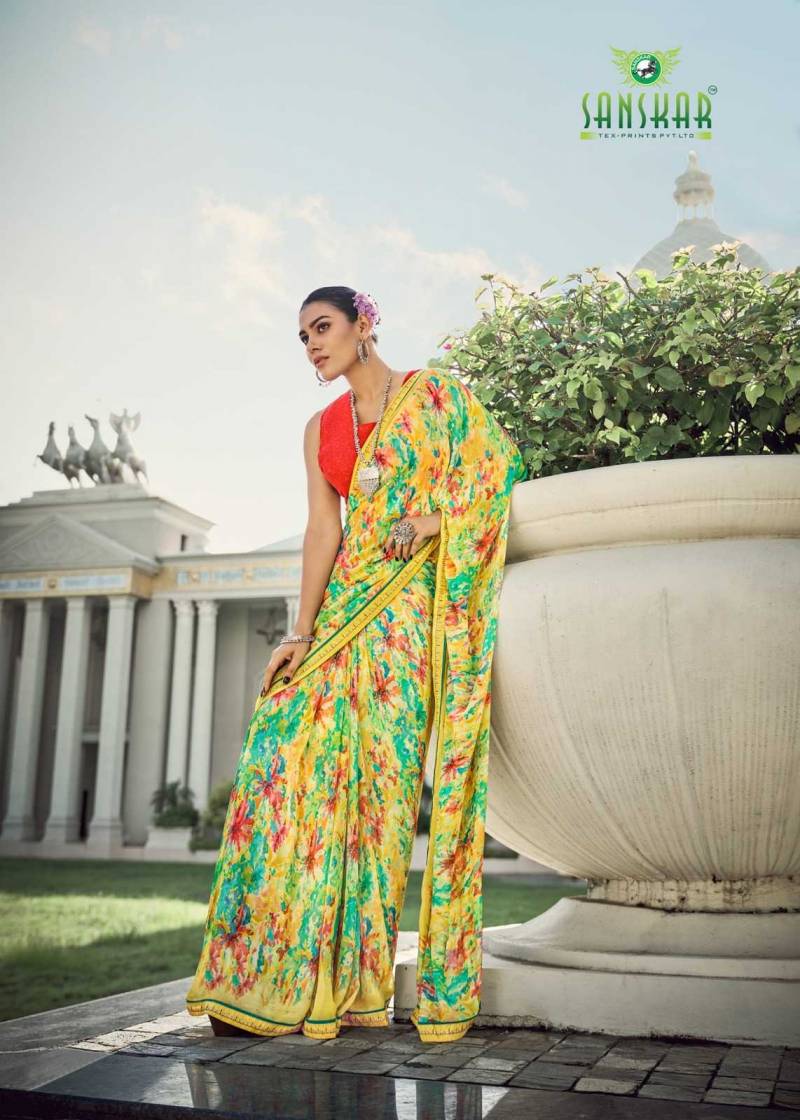 Sanskar Malaika Bember Georgette Embroidered Saree Collection