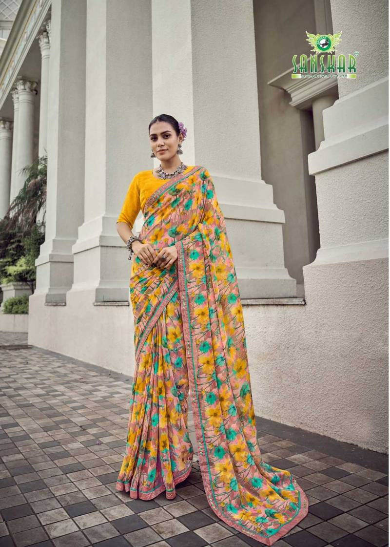 Sanskar Malaika Bember Georgette Embroidered Saree Collection
