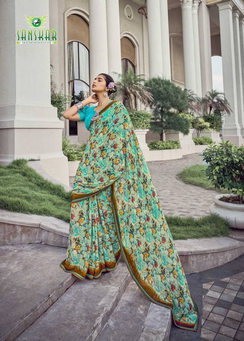 Sanskar Malaika Bember Georgette Embroidered Saree Collection