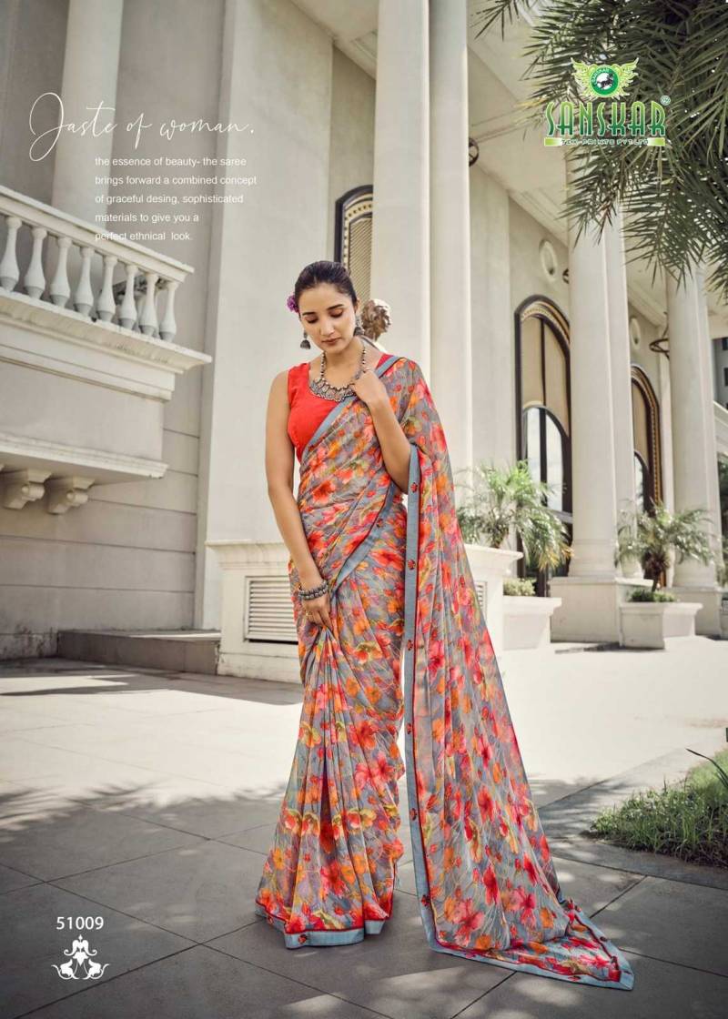 Sanskar Malaika Bember Georgette Embroidered Saree Collection