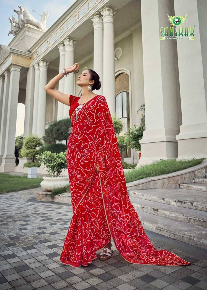 Sanskar Malaika Bember Georgette Embroidered Saree Collection