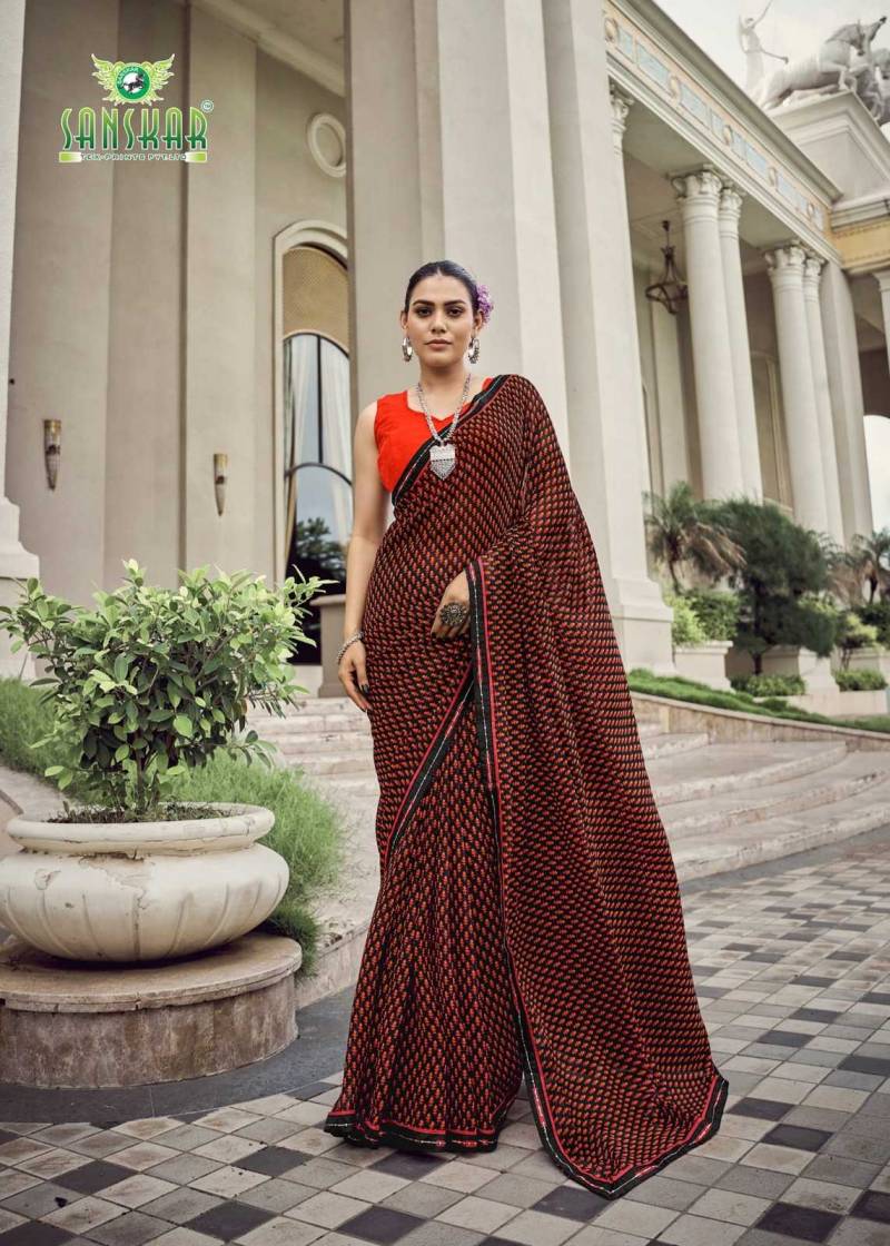 Sanskar Malaika Bember Georgette Embroidered Saree Collection