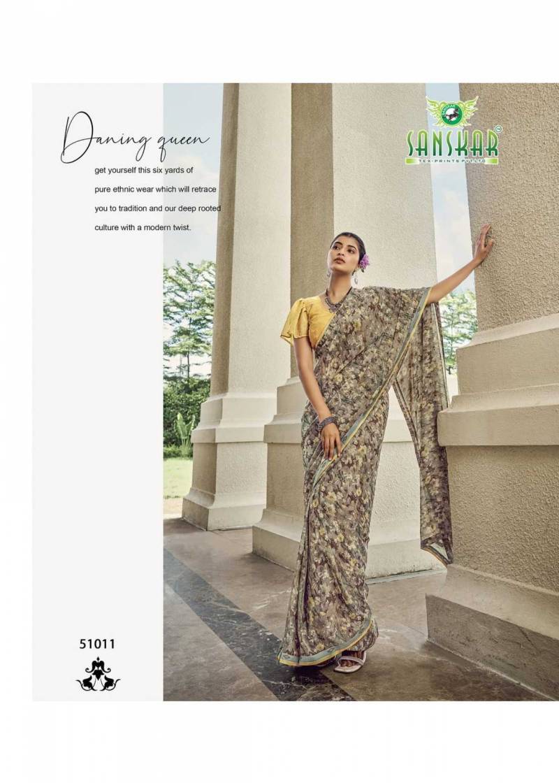 Sanskar Malaika Bember Georgette Embroidered Saree Collection