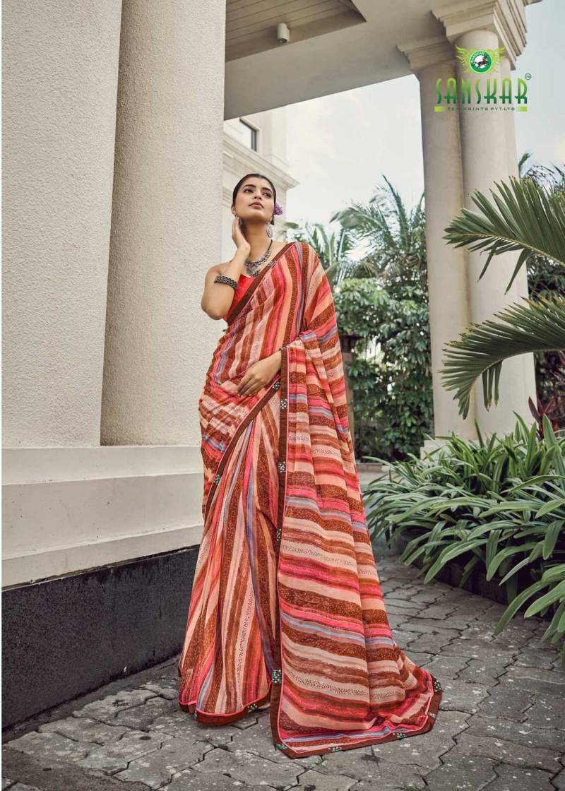 Sanskar Malaika Bember Georgette Embroidered Saree Collection