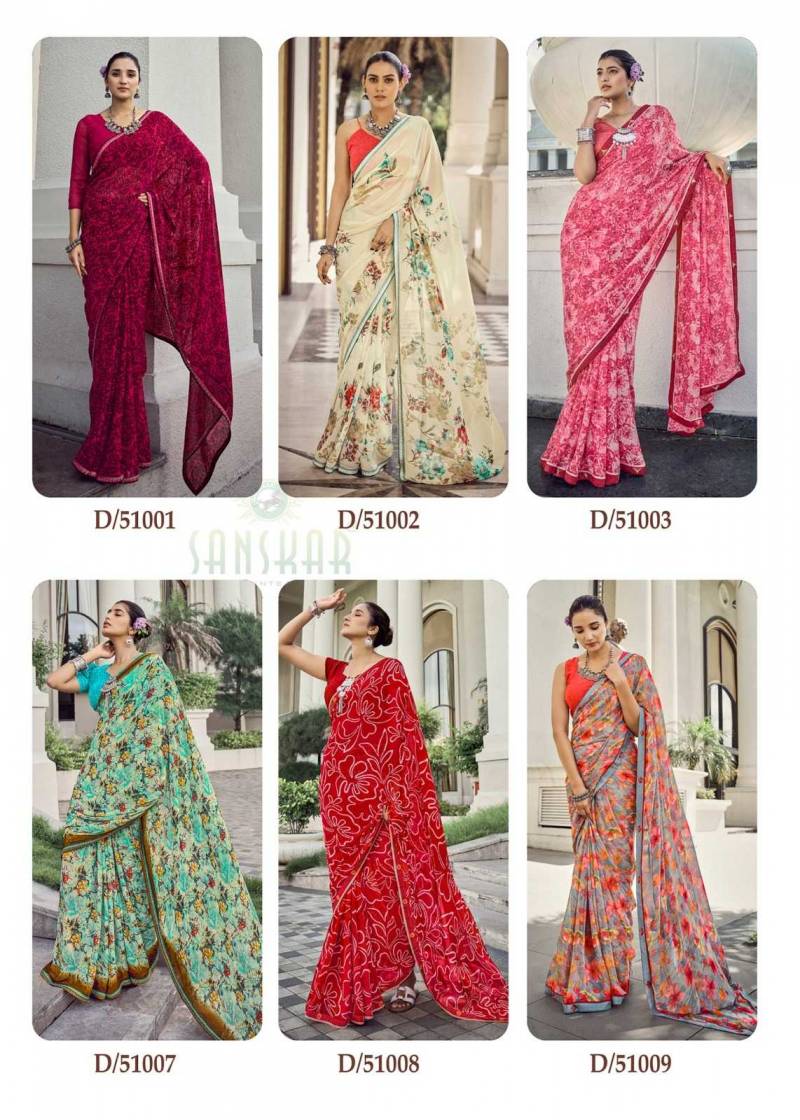 Sanskar Malaika Bember Georgette Embroidered Saree Collection