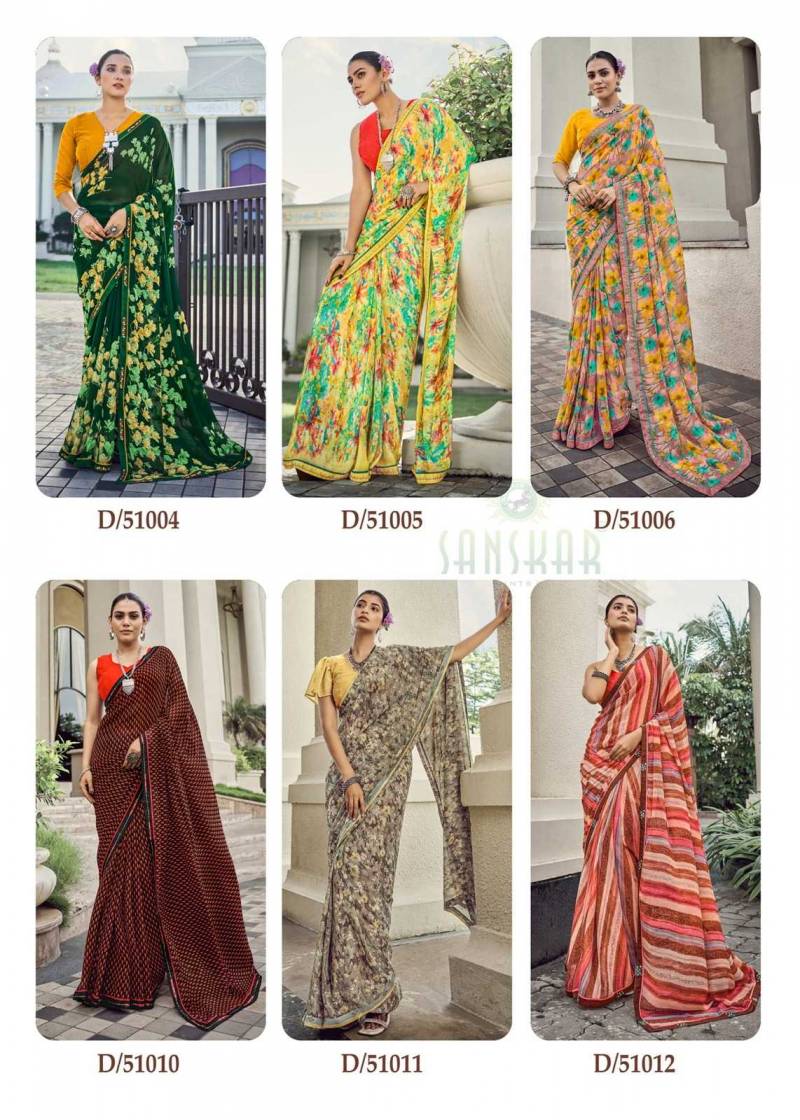 Sanskar Malaika Bember Georgette Embroidered Saree Collection