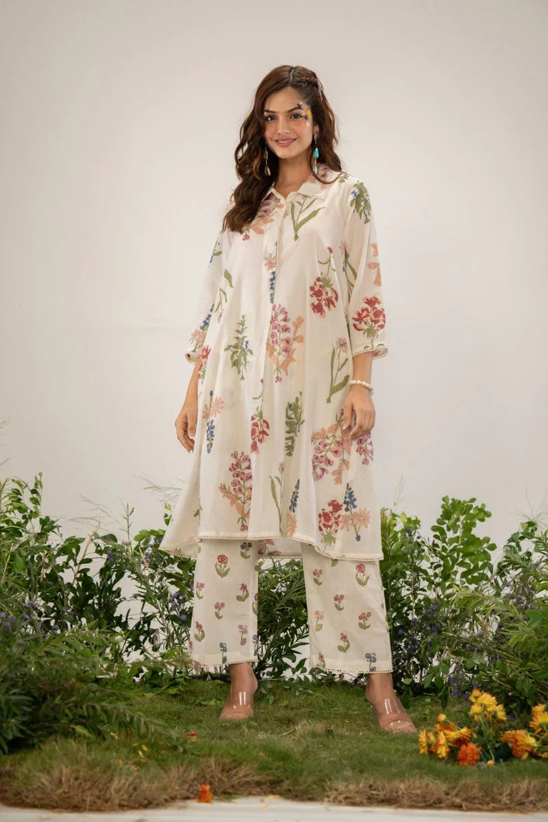 Tanyaa P 236 Cotton A Line Round Fancy Co Ord Set