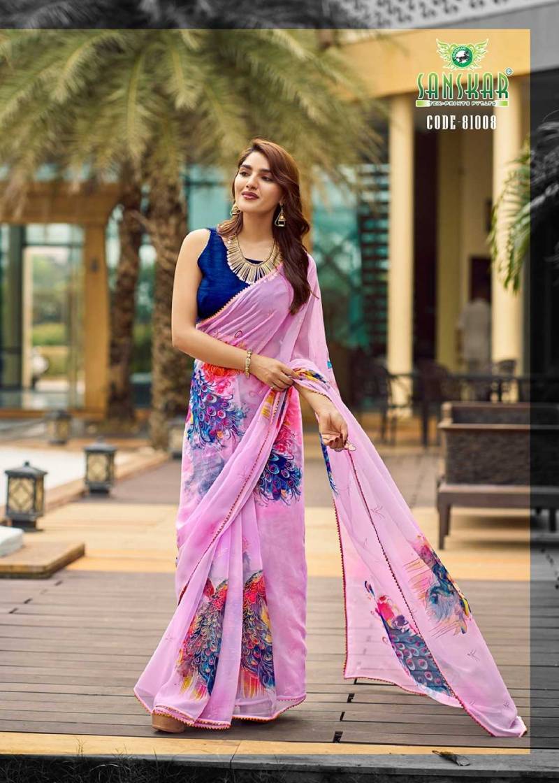 Sanskar Festival Saree Georgette Foil Printed Saree Collection