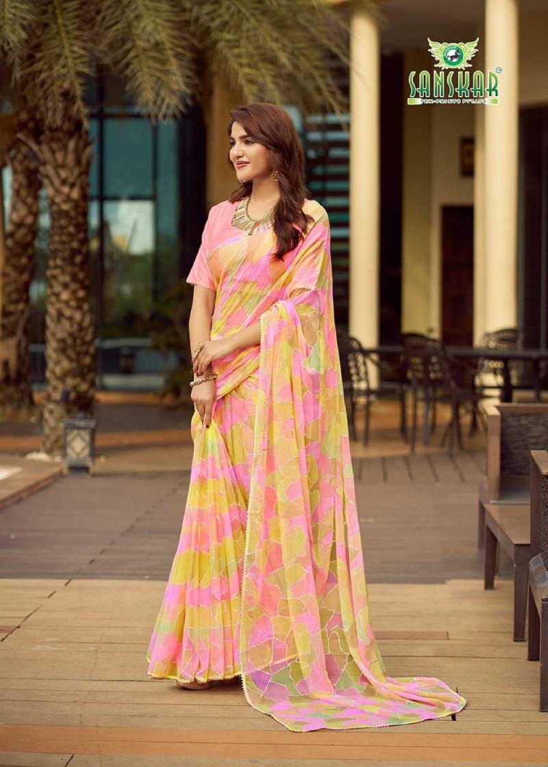 Sanskar Festival Saree Georgette Foil Printed Saree Collection