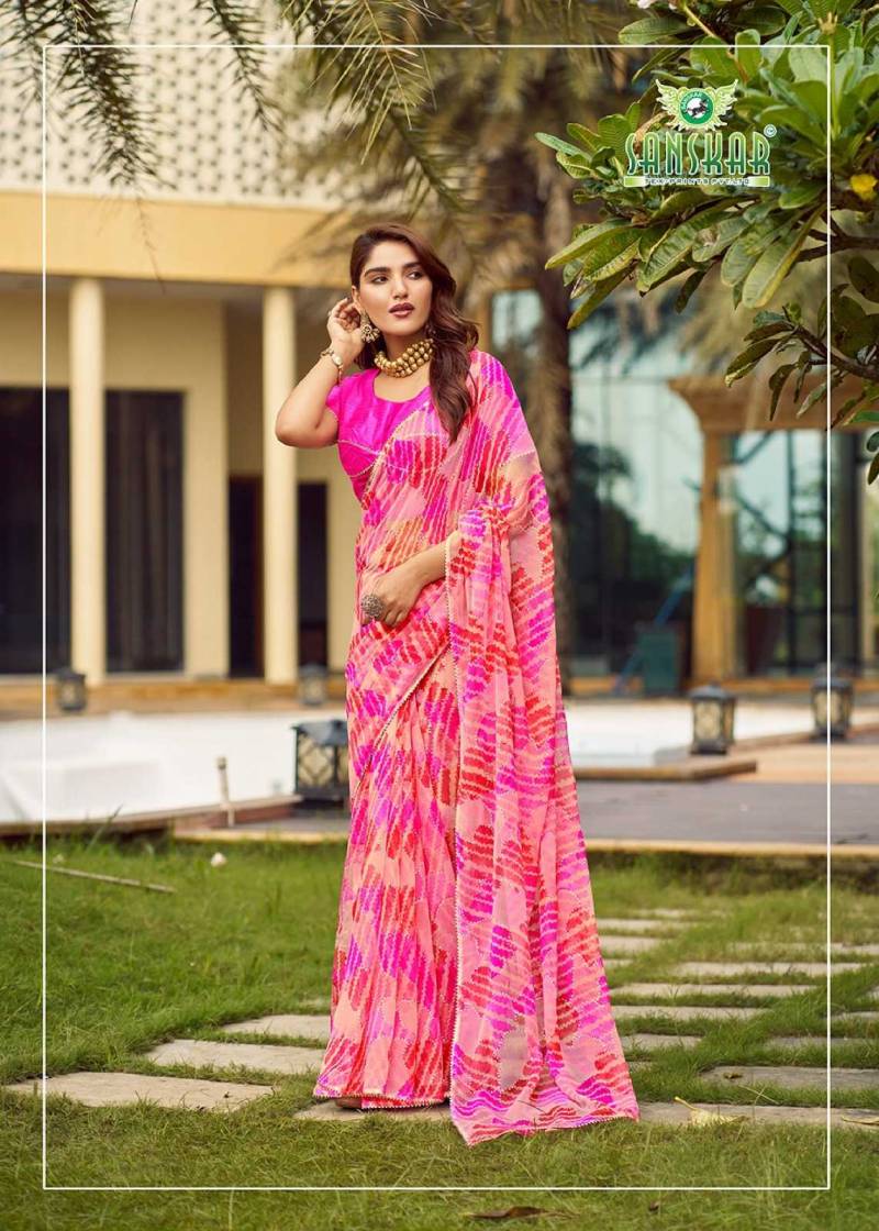 Sanskar Festival Saree Georgette Foil Printed Saree Collection