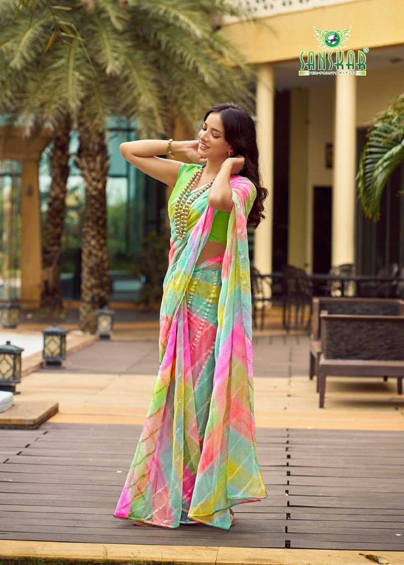 Sanskar Festival Saree Georgette Foil Printed Saree Collection
