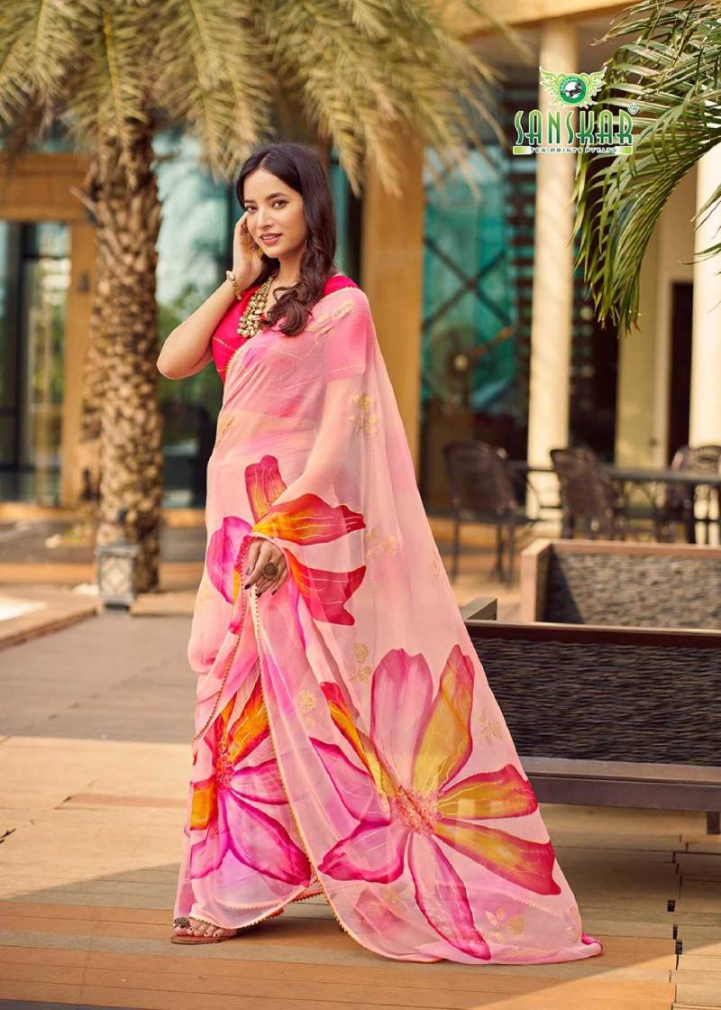 Sanskar Festival Saree Georgette Foil Printed Saree Collection