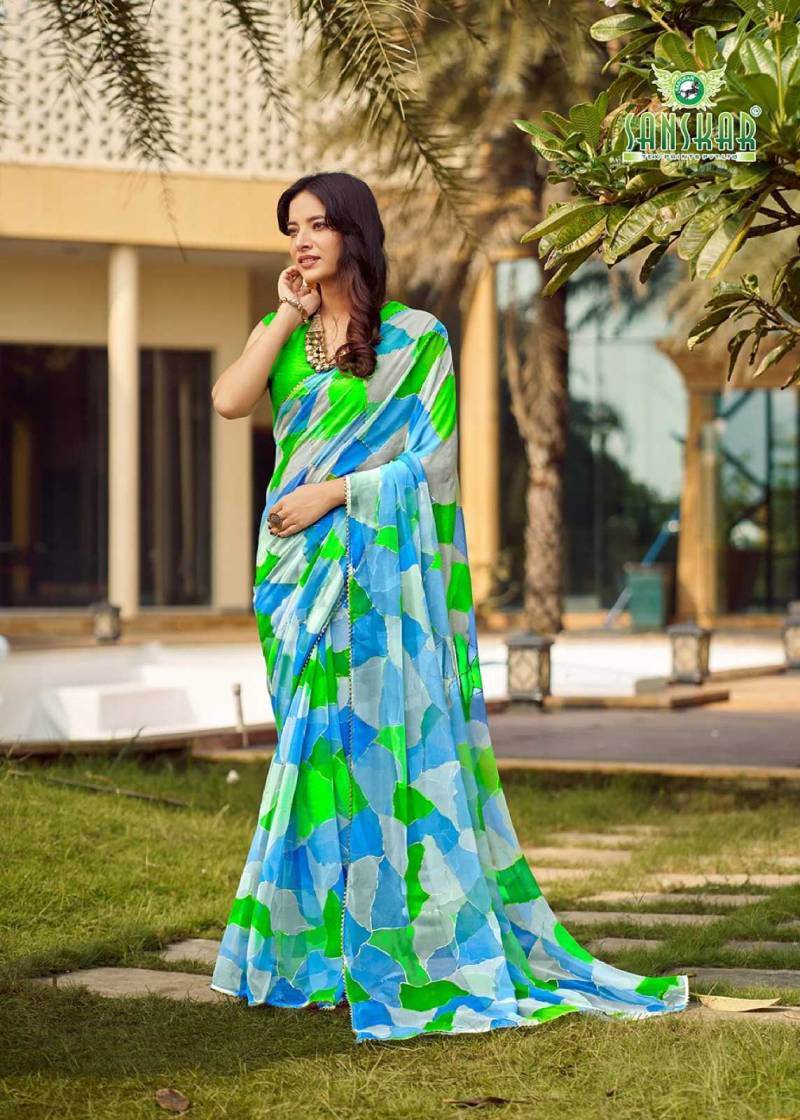 Sanskar Festival Saree Georgette Foil Printed Saree Collection