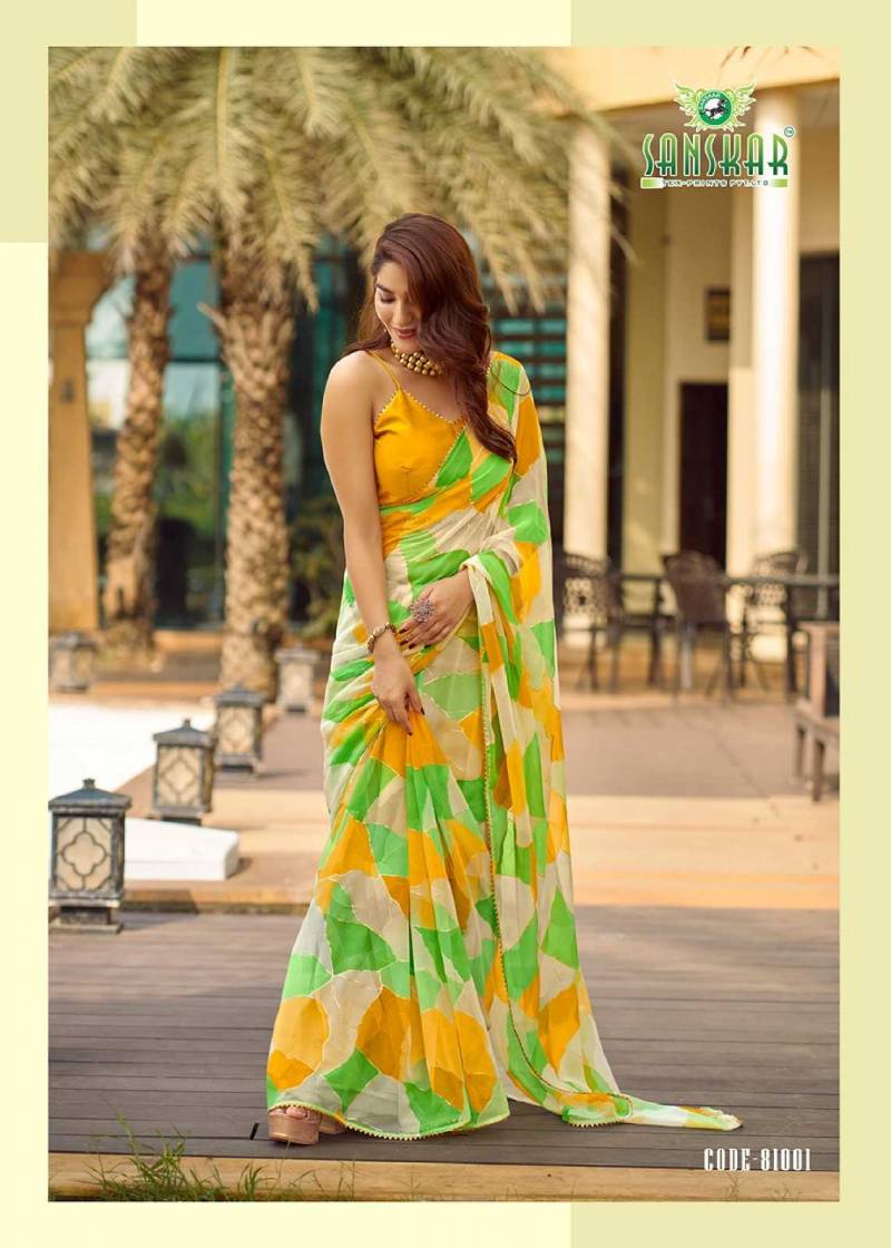 Sanskar Festival Saree Georgette Foil Printed Saree Collection