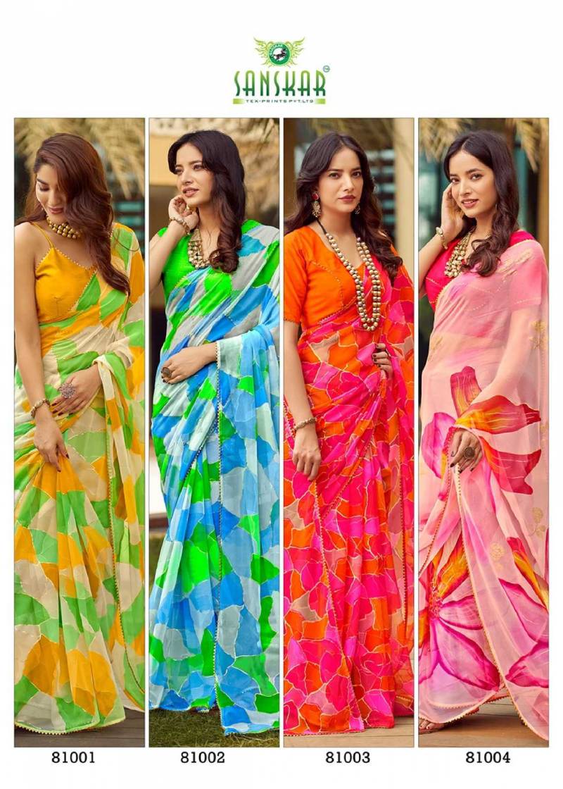 Sanskar Festival Saree Georgette Foil Printed Saree Collection