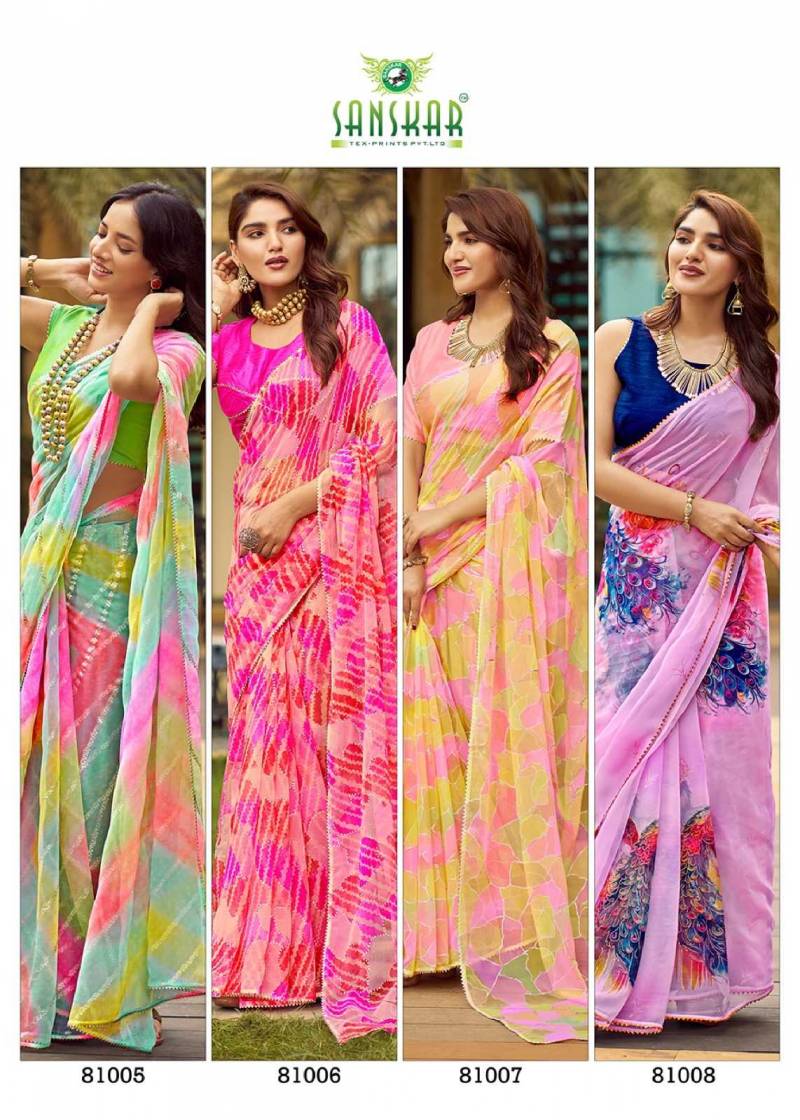 Sanskar Festival Saree Georgette Foil Printed Saree Collection