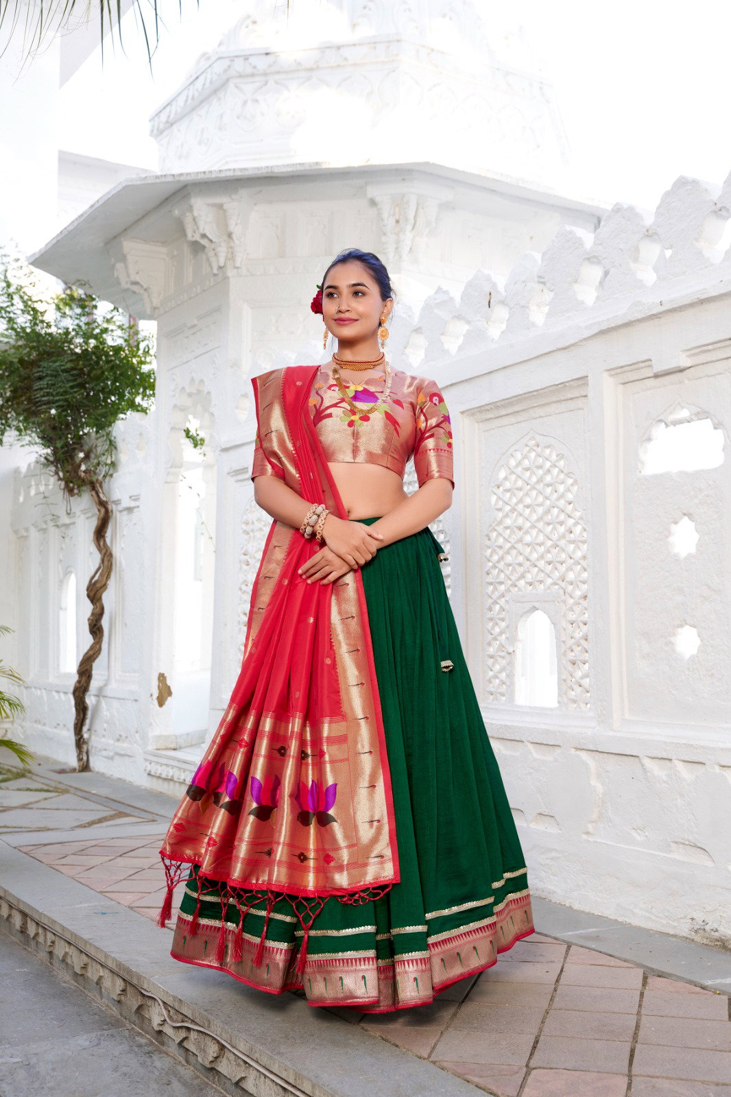 Lekha ln 2016 Vichitra Silk Paithni Lace Border Lehenga Choli Collection