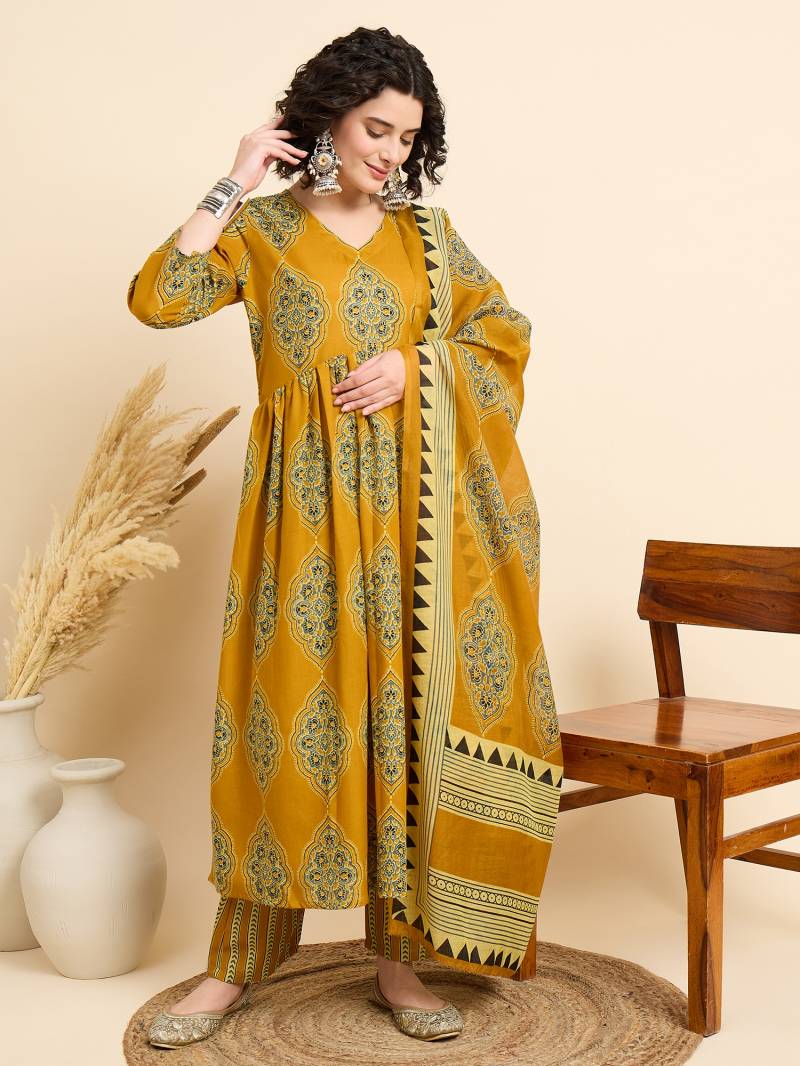 Dhruvi 286 Rayon Printed Casual Wear Kurti Bottom With Dupatta