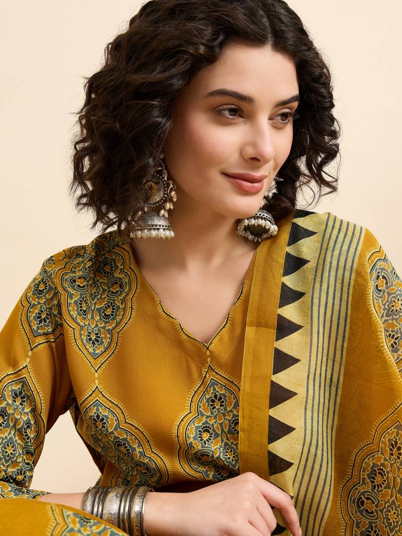 Dhruvi 286 Rayon Printed Casual Wear Kurti Bottom With Dupatta