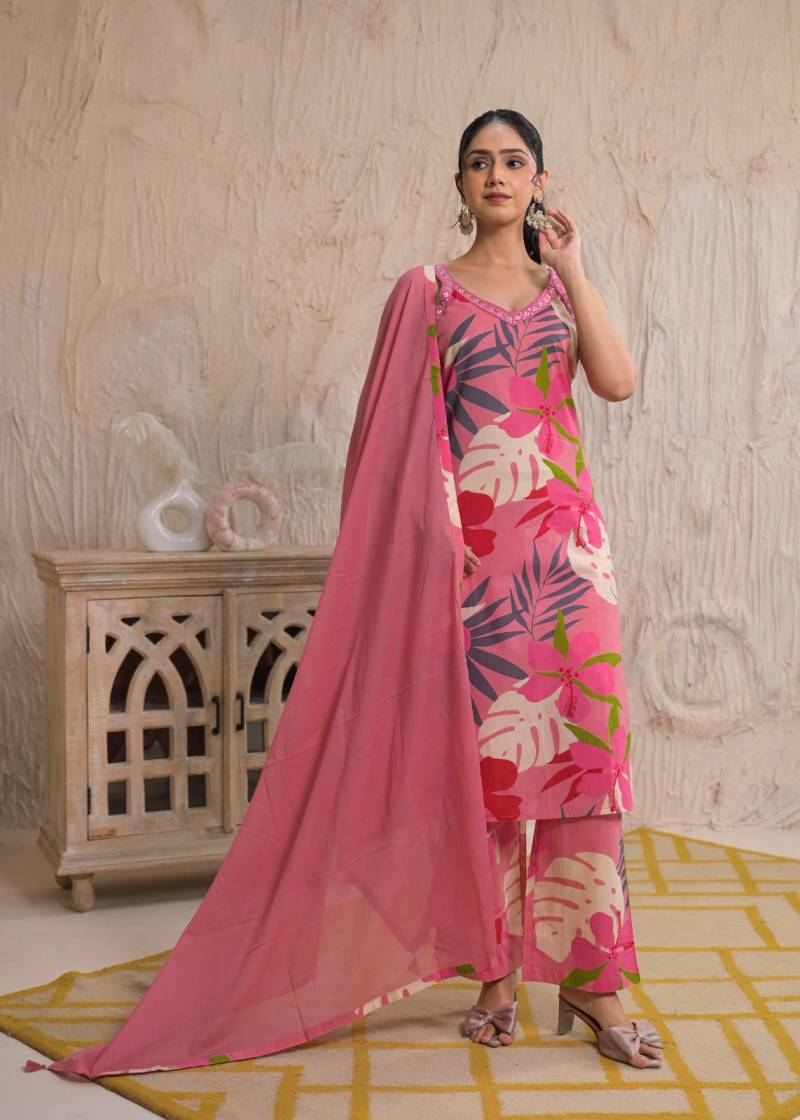 Tanyaa P 237 Cotton With Handwork Touchup Kurti Bottom With Dupatta