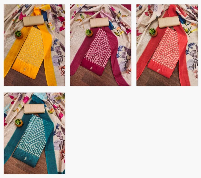 Color Set 9073 Casual Wear Stylish Jalpari Cotton Dress Material